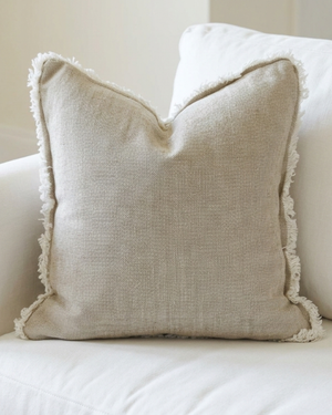 Coastal French Linen Fringed Cushion Cover