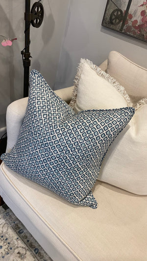 Diamond Azure linen cushion