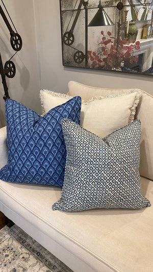 Diamond Azure linen cushion