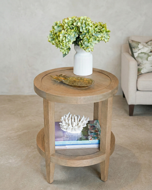 Coastal Round Side Table - Weathered Oak