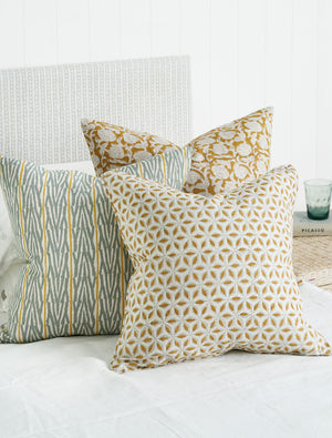 Hanami Saffron linen cushion