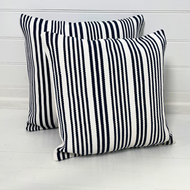 St Tropez Striped Outdoor Cushion Cover - Navy