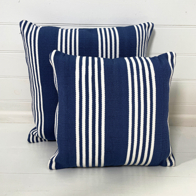 St Tropez Striped Outdoor Cushion Cover - Hampton Denim