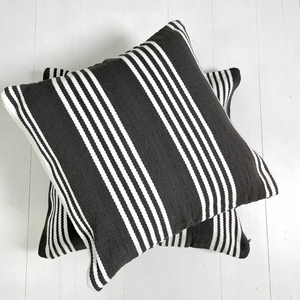 St Tropez Striped Outdoor Cushion covers - Charcoal