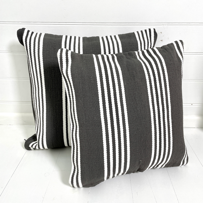 St Tropez Striped Outdoor Cushion covers - Charcoal