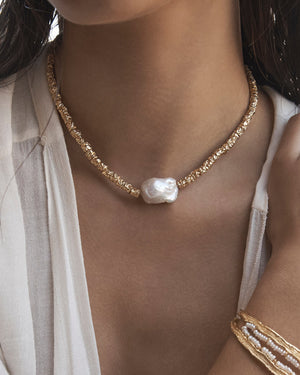 Maisie Baroque Pearl and Gold Necklace