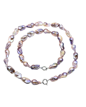 Pink Natural Baroque Pearl Necklace - 45 cm