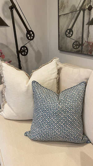 Diamond Azure linen cushion