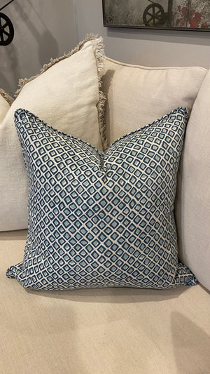 Diamond Azure linen cushion