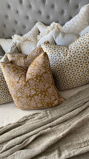 Hanami Saffron linen cushion