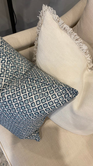 Diamond Azure linen cushion