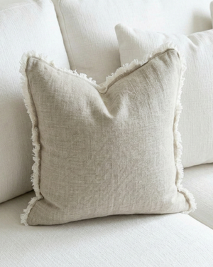 Coastal French Linen Fringed Cushion Cover