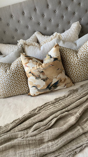 Hanami Saffron linen cushion