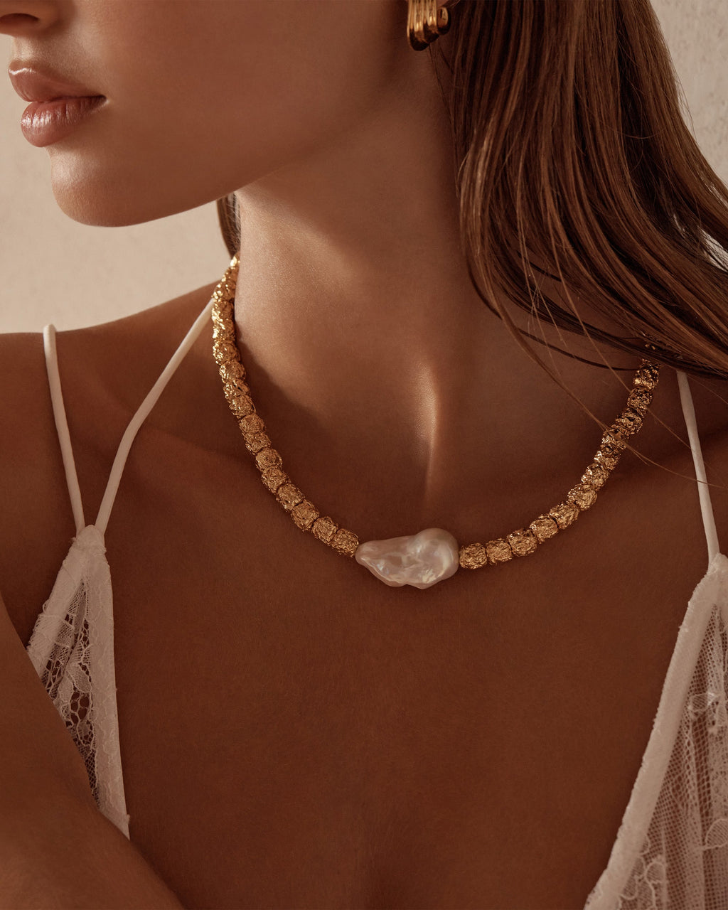 Stevie Baroque Pearl and Gold Necklace