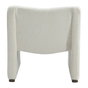 Back view of the Beau White Bouclé Armchair showcasing its beautifully curved silhouette, premium white bouclé upholstery and refined contemporary designer craftsmanship.