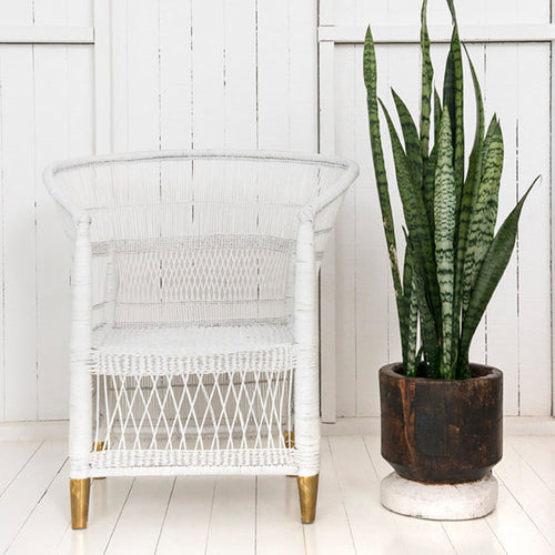 Malawi Chair - authentic - White with Brass Feet