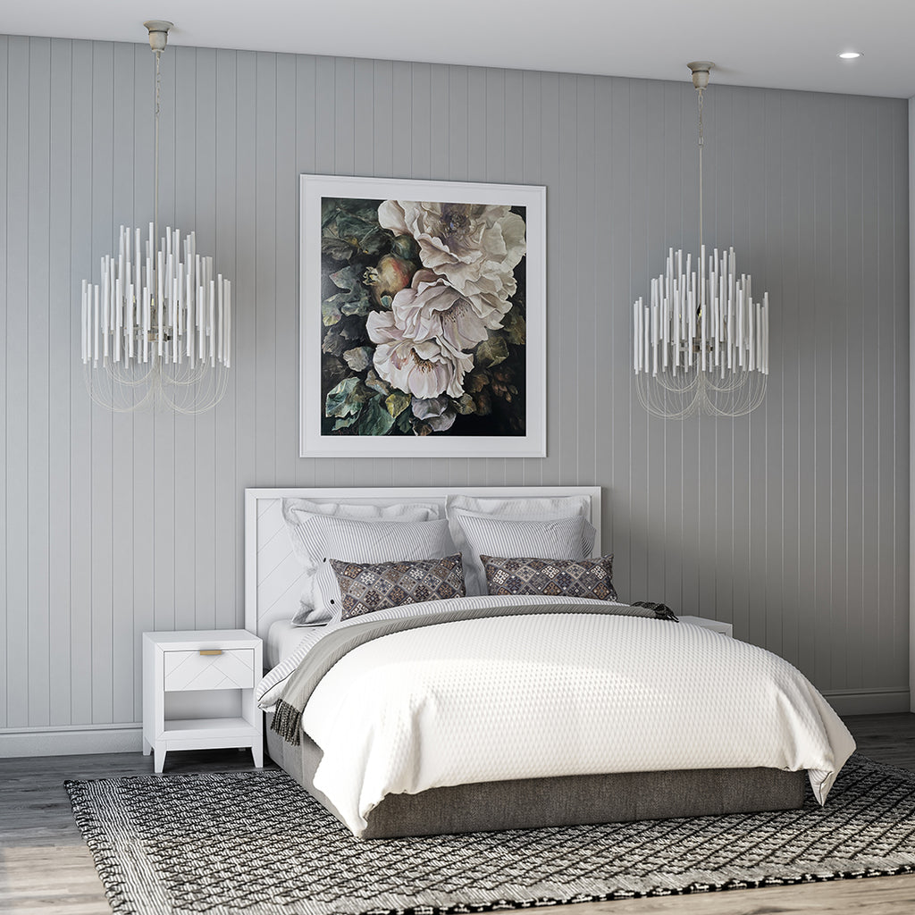 Wooden Candlestick Chandelier - Hamptons navy