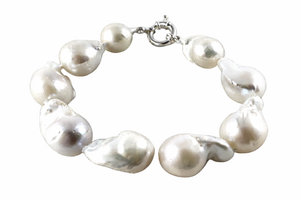 White Natural Baroque Pearl Bracelet