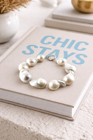 White Natural Baroque Pearl Bracelet