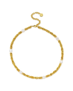 Creo necklace, gold plated necklace, Amber Sceats, Interior Collections, Amber Sceats jewellery, pearl and gold necklace, pearl necklace, affordable pearl necklace, affordable gold necklace, real pearl necklace, natural pearl and gold necklace