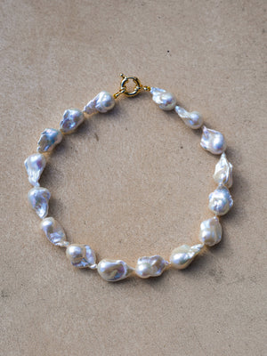 White Natural Baroque Pearl Necklace - 45cm