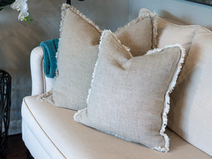 Coastal French Linen Fringed Cushion Cover