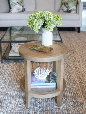 Coastal Round Side Table - Weathered Oak