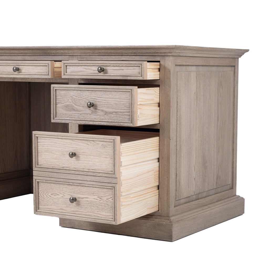 French Panel Desk - Weathered Oak 180cm