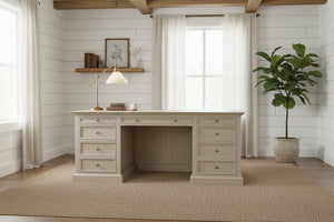 French panel desk natural oak, French panel desk 180cm, 180 timber desk, solid 180cm timber desk, natural oak desk, Interior Collections