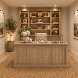 French Panel Desk - Weathered Oak 180cm