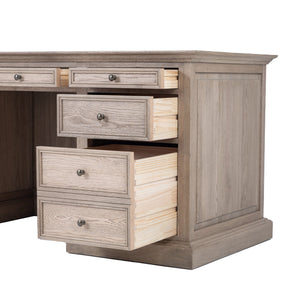French panel desk weathered oak, solid timber desk, office furniture, timber desk, Interior Collections, French desk, weathered oak desk