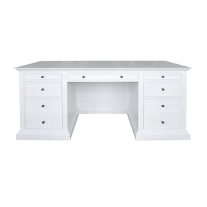 French Panel Desk White 180cm, French Provincial style desk, solid oak desk, 180cm desk, Hamptons desk, Coastal desk, Interior Collections, desk double drawers, French panel desk Sydney
