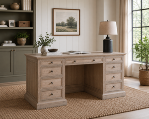 French Panel Desk - Weathered Oak 180cm