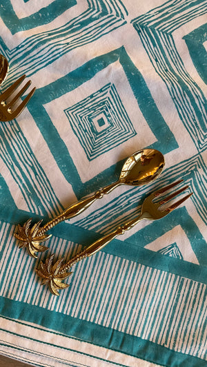 Swazi cotton tablecloth - aqua