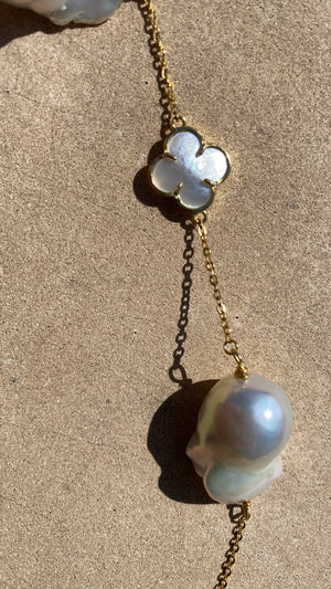 Vogue Baroque and 4 leaf clover gold necklace