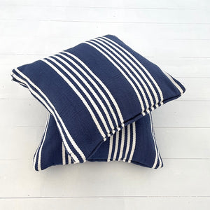 St Tropez Striped Outdoor Cushion Cover - Hampton Denim