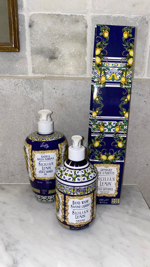 Sicilian Lemon body Wash, Interior Collections, gently hand wash, luxury hand wash, Sicilian Lemon hand soap.