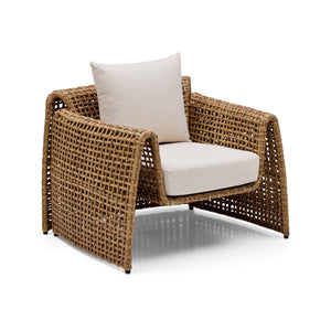 luxury outdoor armchair Australia, PE wicker outdoor chair, natural rattan look armchair, weather-resistant outdoor seating, Hamptons outdoor armchair, coastal outdoor chair, high-end outdoor lounge chair, all-weather outdoor armchair, modern resort outdoor furniture, Roma outdoor chair, Interior Collections, outdoor chair, outdoor armchair