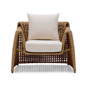 luxury outdoor armchair Australia, PE wicker outdoor chair, natural rattan look armchair, weather-resistant outdoor seating, Hamptons outdoor armchair, coastal outdoor chair, high-end outdoor lounge chair, all-weather outdoor armchair, modern resort outdoor furniture