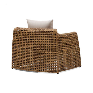 luxury outdoor armchair Australia, PE wicker outdoor chair, natural rattan look armchair, weather-resistant outdoor seating, Hamptons outdoor armchair, coastal outdoor chair, high-end outdoor lounge chair, all-weather outdoor armchair, modern resort outdoor furniture, Roma outdoor chair, Interior Collections, outdoor chair, outdoor armchair