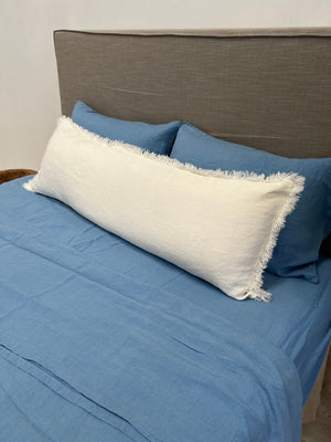 Paris Extra Long White Linen Cushion with feather insert