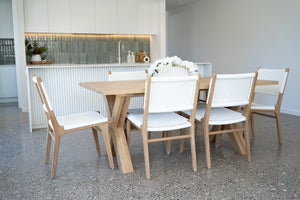 Coastal Teak Dining chair - white close weave