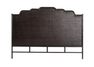 luxury rattan bedhead Australia, handcrafted rattan bedhead, coastal bedroom furniture, Hamptons style bedhead, ethical rattan furniture, resort style bedroom decor, King and Queen rattan bedhead, modern organic bedroom furniture, Interior Collections, Wisteria Design furniture