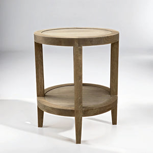 Coastal Round Side Table - Weathered Oak