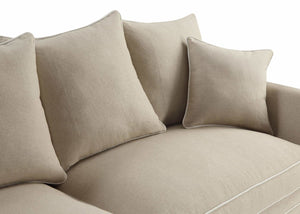 Noosa Hamptons sofa, Hamptons sofa Sydney, Classic Hampton Sofa, Hamptons Sofa Australia, Linen Slip Cover Sofa, Coastal Sofa, Slipcover Sofa, White Piping Sofa, Luxury Linen Sofa, Hamptons Furniture Australia, Coastal Furniture, Contemporary Sofa, Modern Farmhouse Sofa, Designer Sofa Australia, Premium Living Room Furniture, Natural Linen Sofa, Australian Furniture Store.
