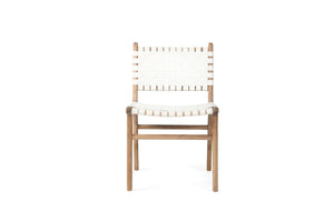 Coastal Woven Leather Dining chair - white