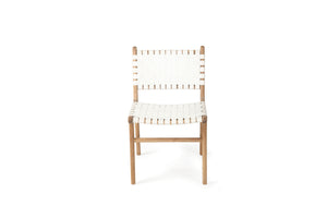 Coastal Woven Leather Dining chair - white