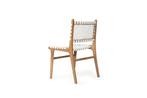 Coastal Woven Leather Dining chair - white