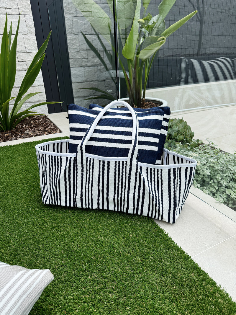 Boat bag, large beach bag, Extra large beach bag, Large boat bag, Carnivale Homewares boat bag, Interior Collections, Navy and white striped bag, navy and white striped beach bag
