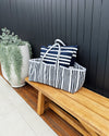 Boat bag, large beach bag, Extra large beach bag, Large boat bag, Carnivale Homewares boat bag, Interior Collections, Navy and white striped bag, navy and white striped beach bag